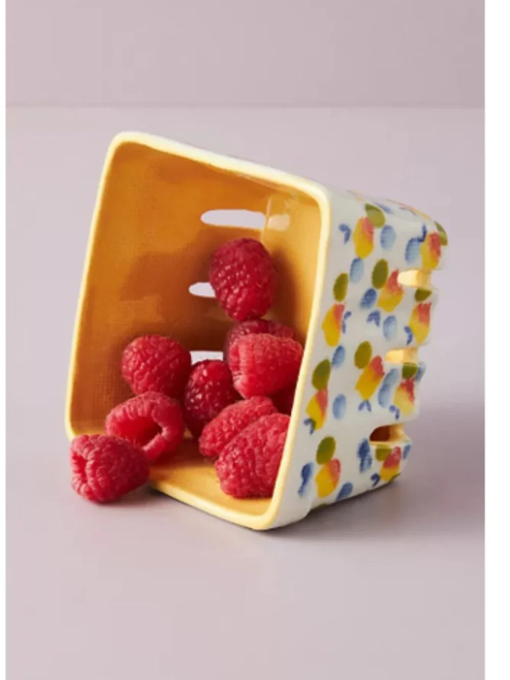 New Anthropologie Berry Basket Yellow Pattern